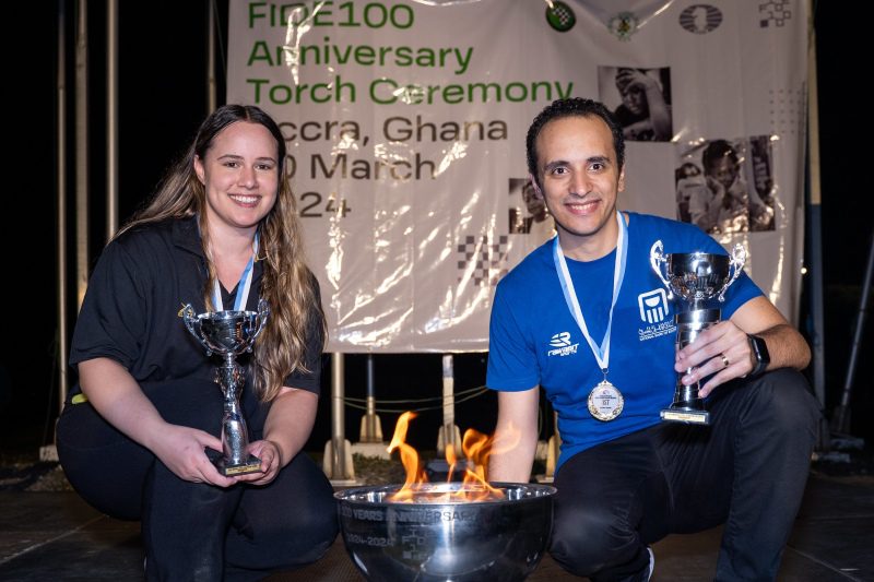Jesse February and Bassem Amin, winner of the African Individual Chess Championships (AICC)