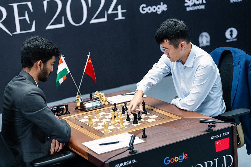 Ding LIren's clock reads 0:00 BEFORE he plays 37...Rh5
Photo by Maria Emelianova