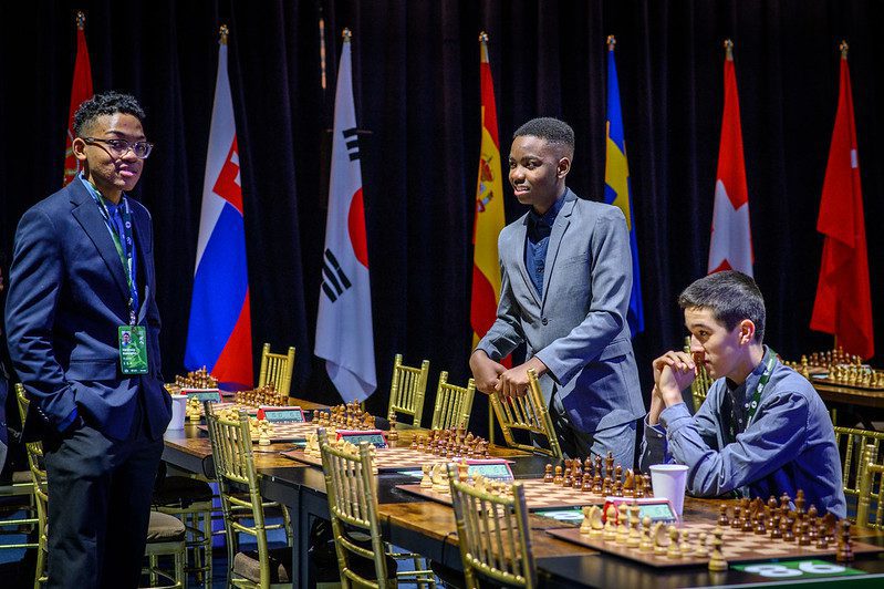 Growing up fast! Brewington Hardaway, Tani Adewumi and Andy Woodward at the 2024 World Rapid & Blitz.
Photo by Michal Walusza